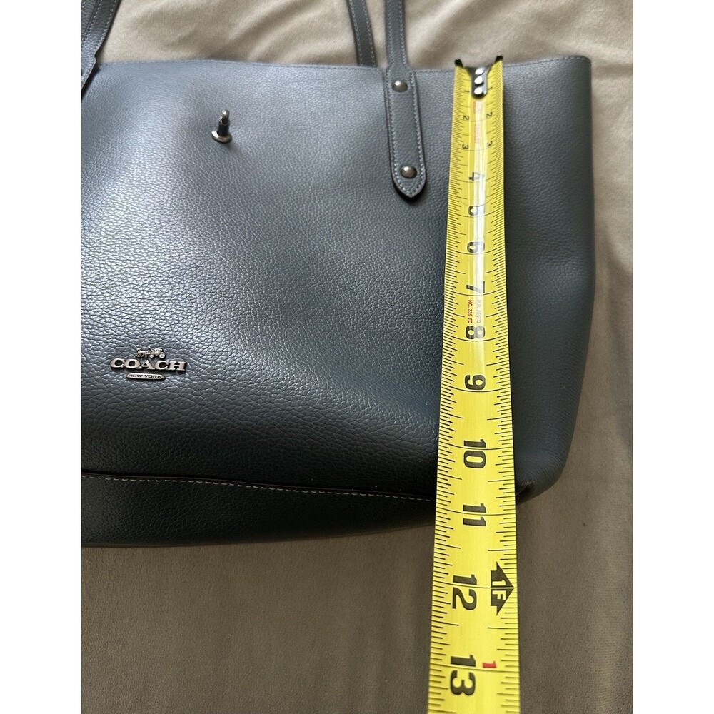 COACH Market Tote Bag Denim Blue W/ Tan Leather Int w/ Silver Hardware #58849 - Picture 6 of 14